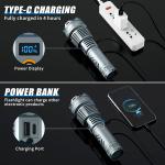 Zavuxo Flashlights High Lumens Rechargeable LED Flashlight, Super Bright Tactical Flashlights 180000 Lumens Handheld Flashlights with 5 Modes, Zoomable, Waterproof Flashlights for Emergencies Camping