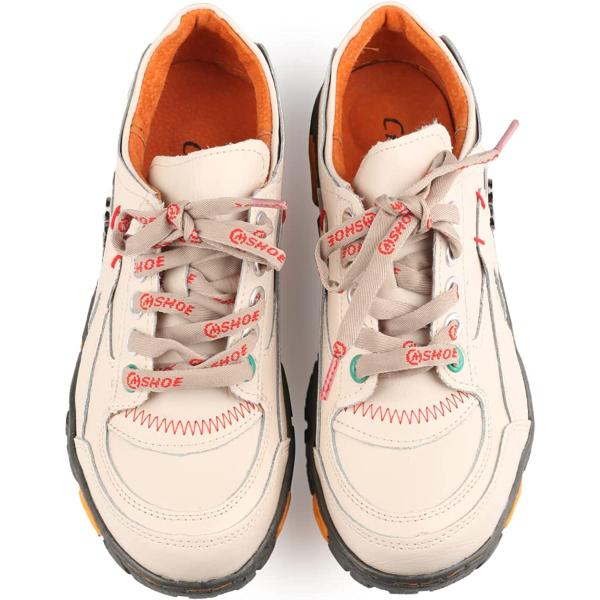 CHSHOER Women's Leather Patchwork Shoes Lace-Up Casual Shoes