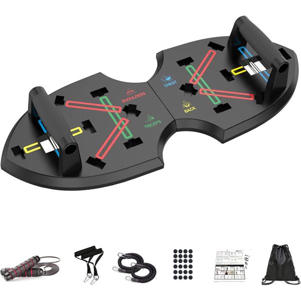 LALAHIGH Push Up Board, Upgraded 15 in 1 Push Up Bar, Premium ABS Pushup Stands w/ Drawstring Bag, Professional Pushup System for Chest, Tricep, Back, & Abs Workout, Portable Home Strength Training Equipment