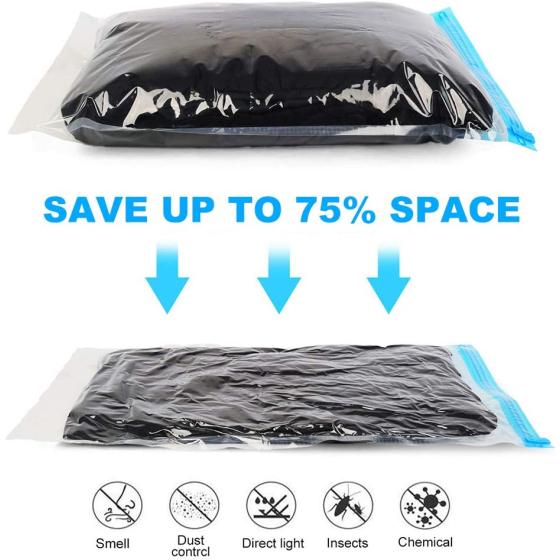 Compression Bags for Travel - Travel Accessories - 10 Pack Space Saver Bags - No Vacuum or Pump Needed - Vacuum Storage Bags for Travel Essentials - Travel and Home Packing-Organizers (Blue)