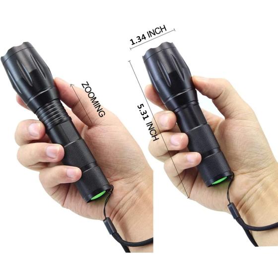 Whaply LED Flashlights, 2 Pack Tactical Flashlight High Lumens Lights with 6Pack AAA Batteries Portable Waterproof Zoomable Flashlight with 5 Mode for Camping/Outdoor/Hiking/Gift-Giving/Emergency
