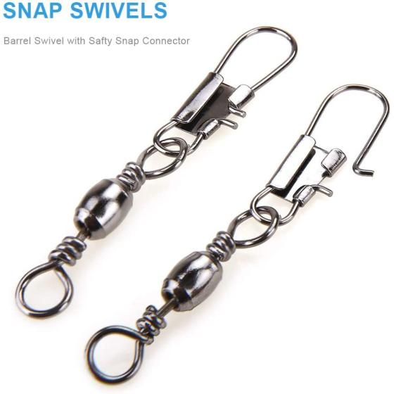 MOBOREST 200PCS Barrel Snap Swivel Fishing Accessories, Premium Fishing Gear Equipment with Ball Bearing Swivels Snaps Connector for Quick Connect Fishing Lures