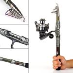 Sougayilang Fishing Rod Combos with Telescopic Fishing Pole Spinning Reels Fishing Carrier Bag for Travel Saltwater Freshwater Fishing