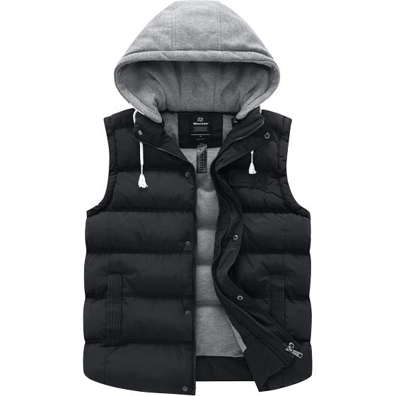 Wantdo Women's Quilted Puffer Vest Thicken Warm Winter Coat with Removable Hood