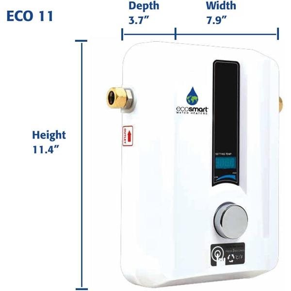 EcoSmart ECO 11 Electric Tankless Water Heater, 13KW at 240 Volts with Patented Self Modulating Technology
