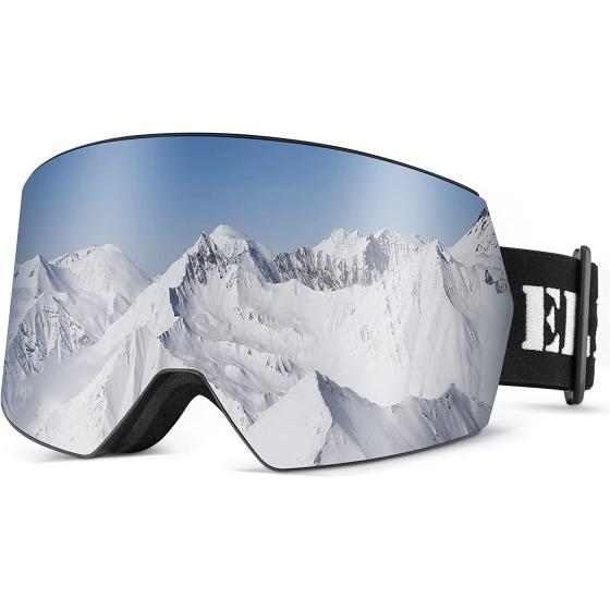 Elimoons Ski Goggles, Interchangeable Lens Snowboard Goggles, Anti Fog UV Protection Snow Goggles for Men,Women,Adults,Youth