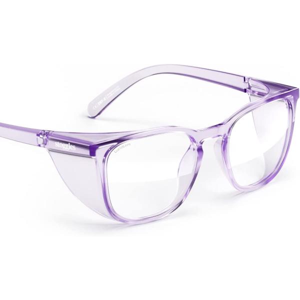 Stoggles - Official - Square - Z87.1 Certified Safety Glasses - Anti-Fog - Blue Light Blocking (Medium, Lilac)