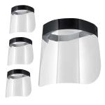 Salon World Safety Black Face Shields - Ultra Clear Protective Full Face Shields to Protect Eyes, Nose and Mouth - Anti-Fog PET Plastic, Elastic Headband - Sanitary Droplet Splash Guard (Pack of 4)