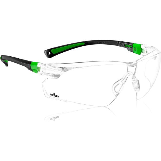 NoCry Clear Safety Glasses for Men and Women, Lightweight Work Glasses with Adjustable Frames and No-Slip Grips, Scratch Resistant Anti Fog Safety Glasses with Superior UV Protection, Black & Green
