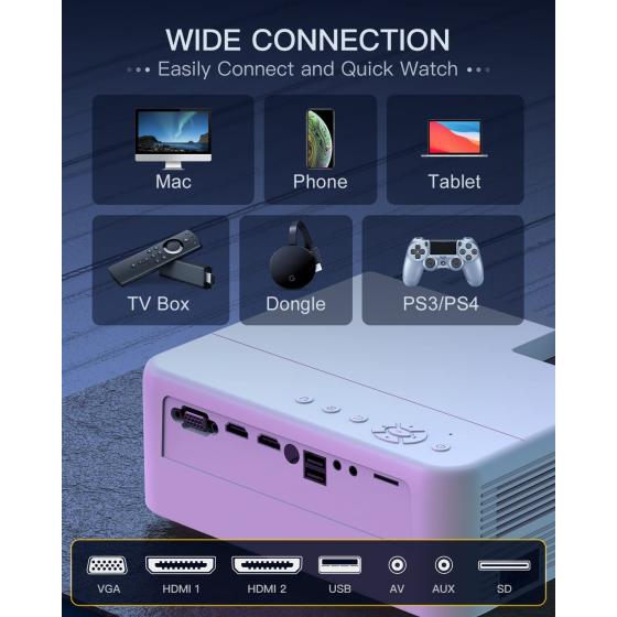 [Upgraded 2023] Projector, 1080P Projector with WiFi and Bluetooth, 600 ANSI 18000 Lumens, ROVOMKO Outdoor Movie Projector, Two-Way Bluetooth 5.1, 4K LED Projector Home Theater, Carry Bag Included