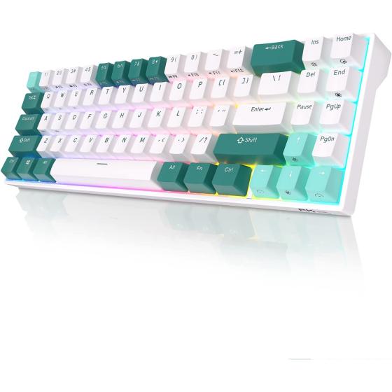 RK ROYAL KLUDGE RK71 Gaming Keyboard, The Newest 71-Key Design Wireless Keyboard, 3 Modes Connectivity Mechanical Keyboard, Individually Backlit RGB Keys, Programmable Macro Functionality- Red Switch