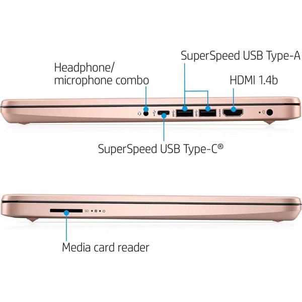 2022 HP Premium 14-inch HD Thin and Light Laptop, Intel Quad-Core Processor, 8GB RAM, 64GB Storage, Long Battery Life, Webcam, Bluetooth, HDMI, Wi-Fi, Rose Gold, Windows 11 + 1 Year Microsoft 365