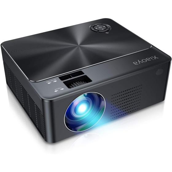 XIAOYA Outdoor Projector, HD Movie Projector Support 1080P, 4000 Lumens Home Theater Projector with HiFi Speaker, Compatible with HDMI, Fire Stick, USB(Black-w2)