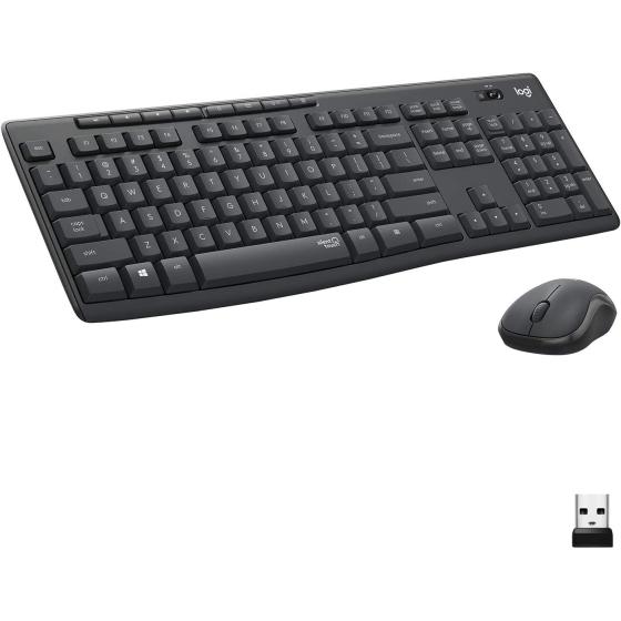 Logitech MK295 Wireless Mouse &amp; Keyboard Combo with SilentTouch Technology， Full Numpad， Advanced Optical Tracking， Lag-Free Wireless， 90% Less Noise - Graphite