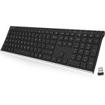 Arteck 2.4G Wireless Keyboard Stainless Steel Ultra Slim Full Size Keyboard with Numeric Keypad for Computer/Desktop/PC/Laptop/Surface/Smart TV and Windows 10/8/ 7 Built in Rechargeable Battery
