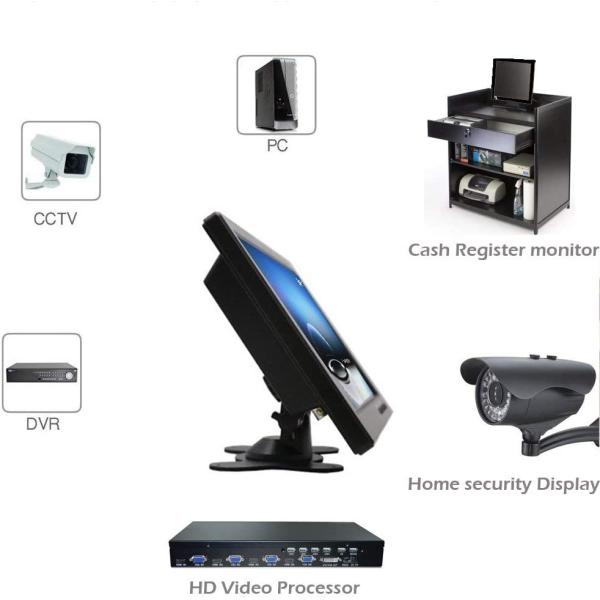 Hikity 10 Inch Small HDMI Monitor Portable CCTV Monitors 1280x600 with BNC, AVI, VGA, HDMI Input Cable, Remote Control, Built-in Speakers, for PC, CCTV, Security Camera, Raspberry Pi, X-Box