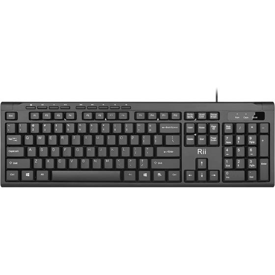 Rii RK907 Ultra-Slim Compact USB Wired Keyboard for Mac and PC,Windows 10/8 / 7 / Vista/XP (Black)…