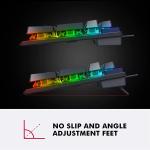 NPET K10 Gaming Keyboard USB Wired Floating Keyboard, Quiet Ergonomic Water-Resistant Mechanical Feeling Keyboard, Ultra-Slim Rainbow LED Backlit Keyboard for Desktop, Computer, PC