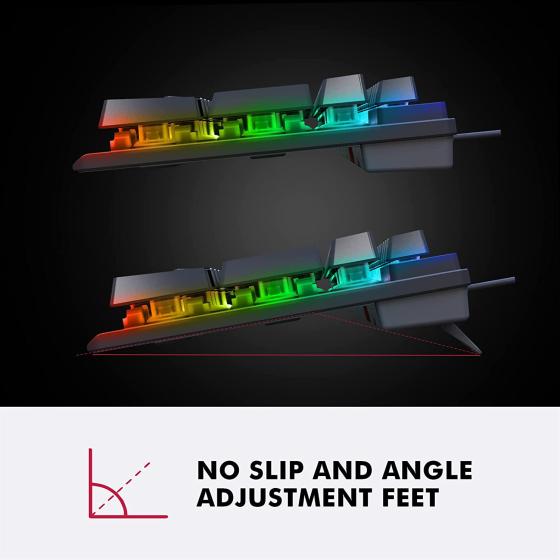 NPET K10 Gaming Keyboard USB Wired Floating Keyboard, Quiet Ergonomic Water-Resistant Mechanical Feeling Keyboard, Ultra-Slim Rainbow LED Backlit Keyboard for Desktop, Computer, PC