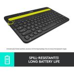 Logitech K480 Wireless Multi-Device Keyboard for Windows, macOS, iPadOS, Android or Chrome OS, Bluetooth, Compact, Compatible with PC, Mac, Laptop, Smartphone, Tablet - Black