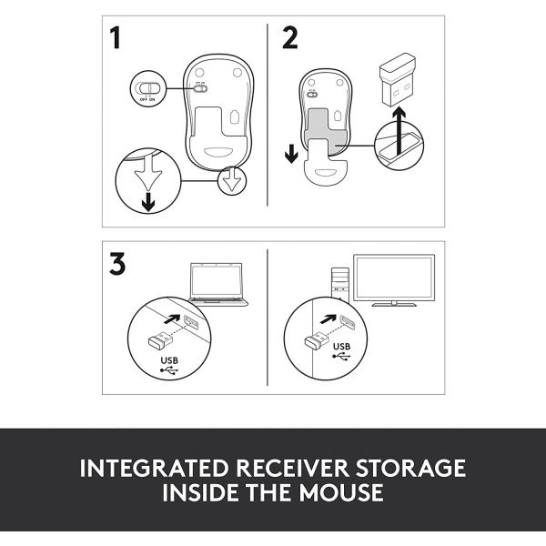Logitech M185 Wireless Mouse, 2.4GHz with USB Mini Receiver, 12-Month Battery Life, 1000 DPI Optical Tracking, Ambidextrous PC/Mac/Laptop - Swift Gray