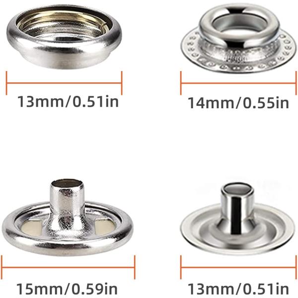 160 pcs snap Buttons,snap Fasteners kit 15mm Stainless Steel Snaps Marine Grade Boat Canvas Snaps,3/8" Socket Metal Snaps for Clothing Leather Boat Cover Fabric (Regular)