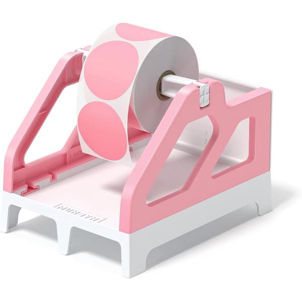 MUNBYN Pink Label Holder for Rolls and Fan-Fold Labels, Shipping Label Roll Holder for Desktop Label Printer Shipping Supplies Industrial Labels…
