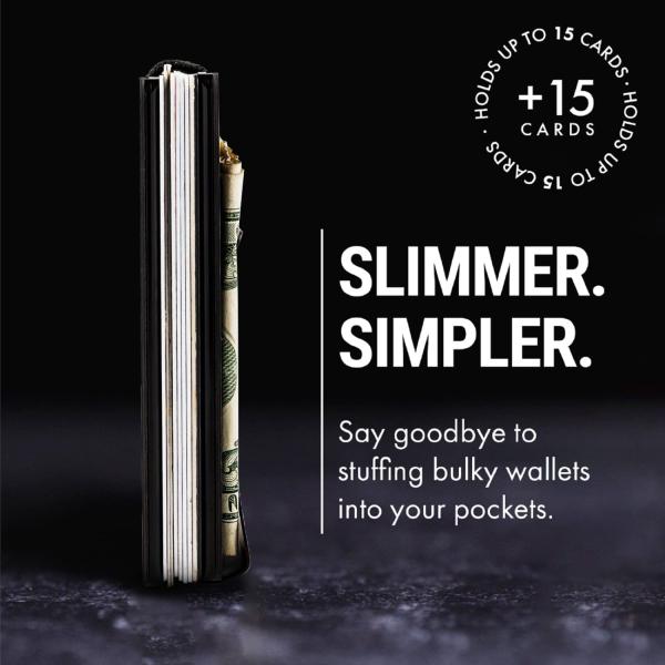 Mountain Voyage Minimalist Wallet for Men - Slim RFID Wallet I Matte Black Credit Card Holder with Money Clip, Quality Aluminum & Rustproof Metal Finishes, Easily Removable Money & Cards, Mens Wallets