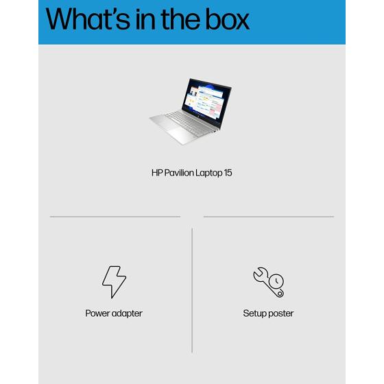 HP Pavilion 15 Laptop, 12th Generation Intel Core i7-1255U Processor, 16 GB RAM, 512 GB SSD, 15.6" Full HD Display, Windows 11 Pro, Fingerprint Reader, Wi-Fi & Bluetooth, HD Webcam (15-eg2025nr 2022)