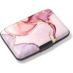 Atufsuat Credit Card Holder, Mini Aluminum Wallet RFID Blocking Slim Metal Hard Case for Women Men, Pink Marble
