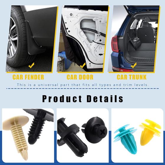 Glarks 500Pcs Mixed Auto Car Retainer Fastener Rivets Push Clips Set, Nylon Bumper Fender Trim Panel Shield Engine Rivets Compatible with GM Ford Chrysler Toyota Lexus Honda Acura Dodge Jeep