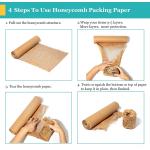 MCfleet 15"x135' Honeycomb Packing Paper Wrap Roll, Eco Friendly Packaging Material for Moving Shipping Gift Wrapping with 20 Fragile Stickers, Protective Recycled Cushion Wrap Suppliers Kraft Brown