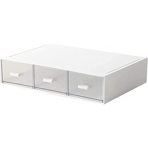 Desk Organizer-3 Tier Stackable Storage Drawers with 6 Compartments White Stackable Drawers Great for Desk Storage, Makeup Storage Bathroom Organization Accessories Etc (White)