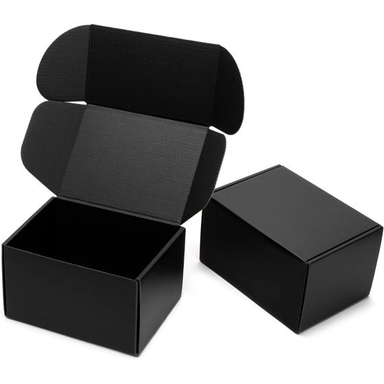 Timirog 9x6.5x2 Inches Black Shipping Boxes 25 Pack - Corrugated Cardboard Mailing Box for Small Business, Tab Locking Literature Mailer Packaging Supplies for Packing Digest Size Book Gifts Craft DVD