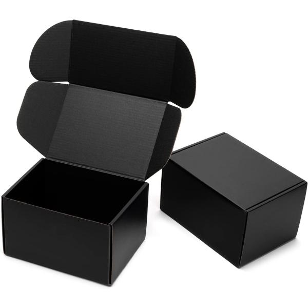 Timirog 9x6.5x2 Inches Black Shipping Boxes 25 Pack - Corrugated Cardboard Mailing Box for Small Business, Tab Locking Literature Mailer Packaging Supplies for Packing Digest Size Book Gifts Craft DVD