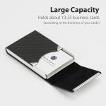 MaxGear Business Card Holder, PU Leather Business Card Case Pocket Card Holders for Men or Women, Metal Slim Name Card Holder RFID Blocking Business Card Carrier with Magnetic Closure, Black Carbon