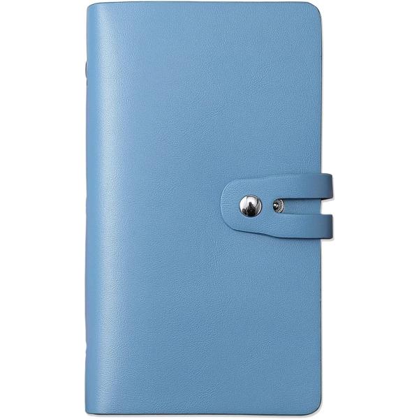 Romozi RFID Credit Card Holder, Leather Business Card Organizer with 96 Card Slots, Credit Card Protector for Managing Your Different Cards and Important Documents to Prevent Loss or Damage (Blue)