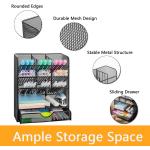 Spacrea Metal Pen Organizer, Pencil Holder for Desk, Desk Organizer with Drawer for School, Home, Art Supplies (Black)