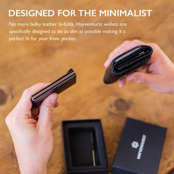 Hayvenhurst Slim Wallet For Men - Front Pocket RFID Blocking Minimalist Wallet For Men - Metal Wallet With Money Clip For Men (Carbon Fiber) Brand: Hayvenhurst