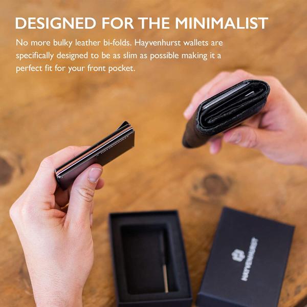 Hayvenhurst Slim Wallet For Men - Front Pocket RFID Blocking Minimalist Wallet For Men - Metal Wallet With Money Clip For Men (Carbon Fiber) Brand: Hayvenhurst