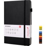 Deziliao Lined Journal Notebooks with Pen Loop, Hardcover Notebook Journal for Work, 100Gsm Premium Thick Paper with Inner Pocket, Medium 5.7"x8.4", （Black, Ruled）