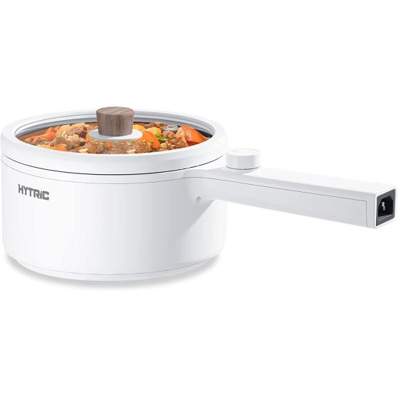 Hytric Electric Hot Pot with Handle, 1.5L Mini Multifunction Electric Cooker for Shabu-Shabu, Stir Fry, Noodles, Pasta, Nonstick Frying Pan for Sauté, Dual Power Control Ramen Cooker for Dorm and Office