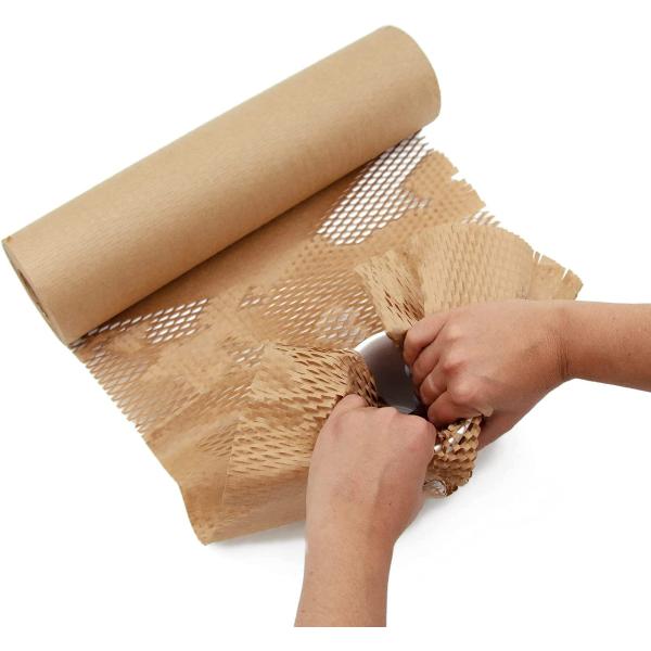 ecoducer 15”x164’ Honeycomb Packing Paper for Moving Supplies or Shipping plus 48 Fragile Stickers & 100 ft Jute Twine. Eco Friendly Products Alternative to Bubble Moving Wrap for Packing. Kraft Paper Shipping Supplies or Packing Supplies for Moving