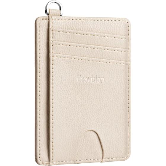 EcoVision Slim Minimalist Front Pocket Wallet, RFID Blocking Credit Card Holder Wallet with Detachable D-Shackle for Men Women