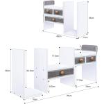 X-cosrack Wood Expandable Desktop Bookshelf Counter Bookcase Adjustable with Drawers Desktop Shelves Rack Storage Organizer for Office Supplies,Makeup,White.Petent Pending