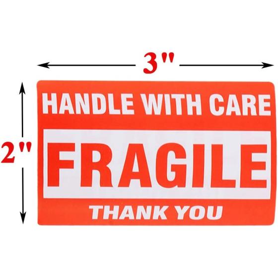 9527 Product 2'' x 3'' Fragile Stickers with Care Warning - Shipping Labels Stickers,500 Labels/Roll (1 Roll)