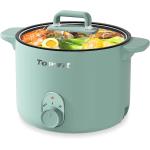 Topwit Electric Hot Pot Mini, Electric Cooker, Noodles Cooker, Electric Kettle with Multi-Function for Steam, Egg, Soup and Stew with Over-Heating & Boil Dry Protection, Dual Power, 1.2L, Green