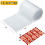 2-Pack Bubble Cushion Wrap Roll, Fuxury 12 Inch x 72 Feet Total Air Bubble Cushioning Wrap, Perforated Every 12", Included 20 Fragile Sticker Labels for Packaging Moving Shipping Boxes Supplies