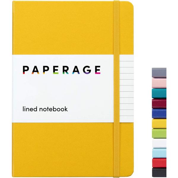 PAPERAGE Lined Journal Notebook, (Yellow), 160 Pages, Medium 5.7 inches x 8 inches - 100 GSM Thick Paper, Hardcover