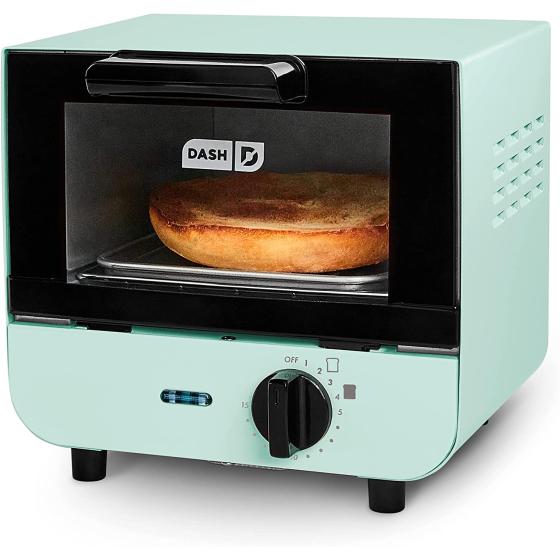 DASH Mini Toaster Oven Cooker for Bread, Bagels, Cookies, Pizza, Paninis & More with Baking Tray, Rack, Auto Shut Off Feature - Aqua